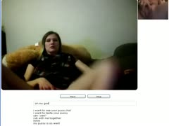 Horny blond girl rubs her taut fur pie on chat roulette 